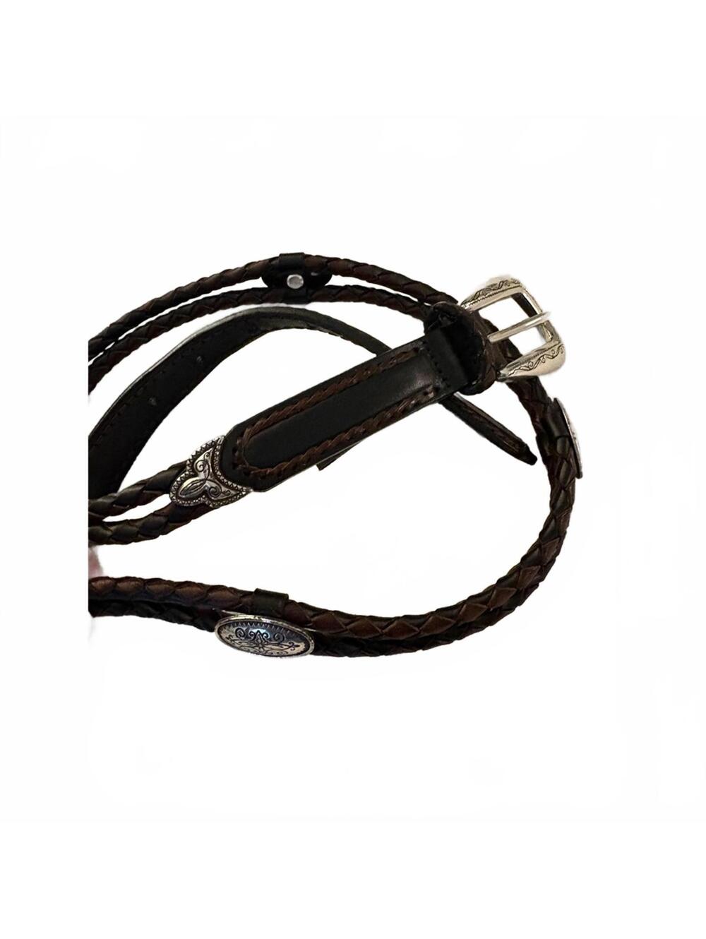Brighton Brown Braided Leather Belt with Silver Buckle